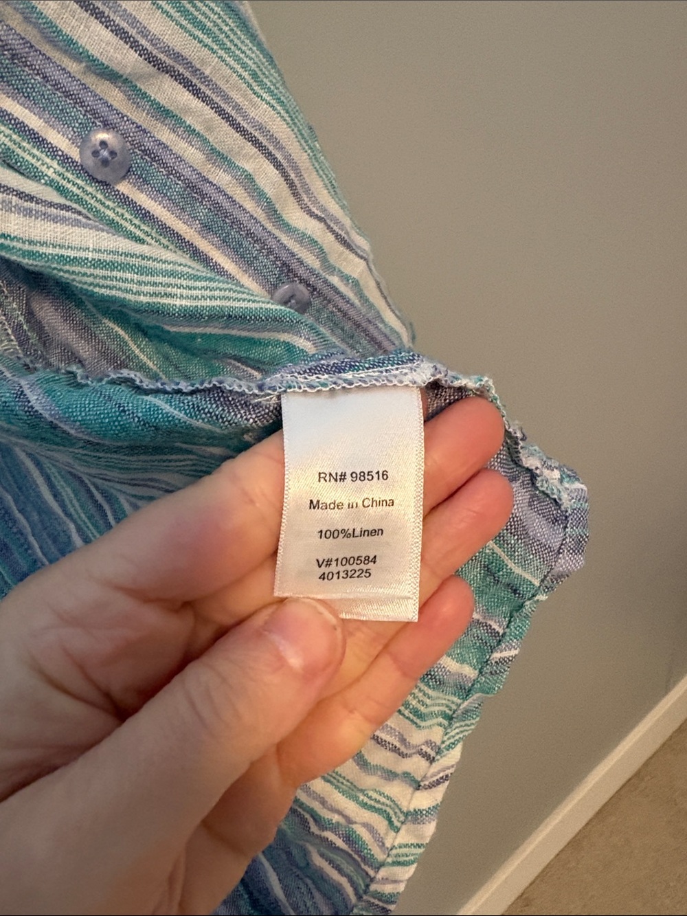 Coldwater Creek Striped Green, Teal & Blue. Button-Up Shirt - Picture 3 of 7